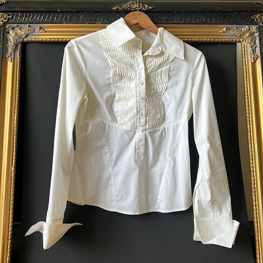 Karen Millen White Tuxedo Style Blouse